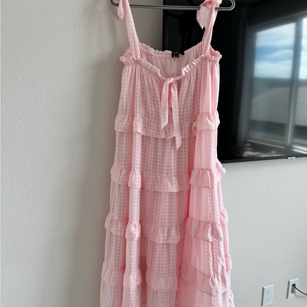 Pink Ruffled Womens Dress
